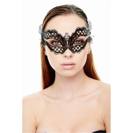 PERFECTPRETEND Mysterious Elegance Black Laser Cut Masquerade Mask with No Rhinestones One Size PE368370